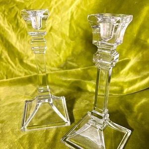 Cut glass candlestick holders